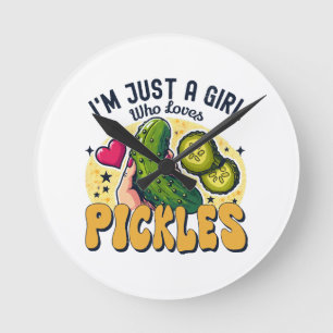 Horloge Ronde Juste Une Fille Qui Aime Les Pickles - Végétan Drô