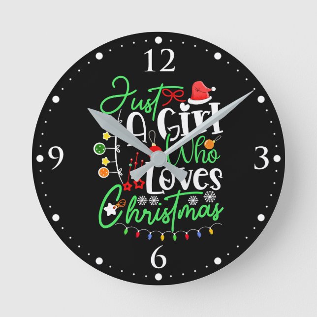 Horloge Ronde Juste Une Fille Qui Aime Noël (Recto)