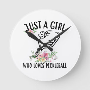 Horloge Ronde Juste une fille qui aime Pickleball