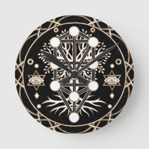 Horloge Ronde Kabbalah L'Arbre de Vie Ornament de Géométrie Sacr