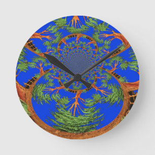 Horloge Ronde Kaleidoscope Acacia Arbre Art Imprimer/Graphique