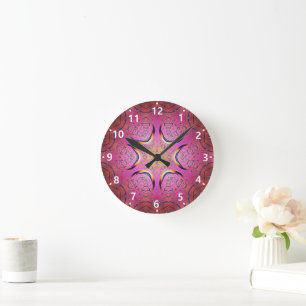 Horloge Ronde Kaleidoscope du coeur radieux