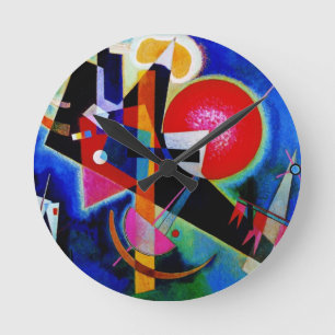 Horloge Ronde Kandinsky en peinture Abstraite bleue