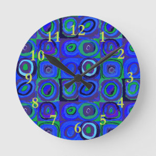Horloge Ronde Kandinsky Farbstudie Carrés Bleus Cercle Carré