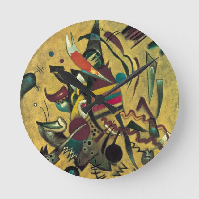 Horloge Ronde Kandinsky Points Peinture en toile Abstraite (Recto)