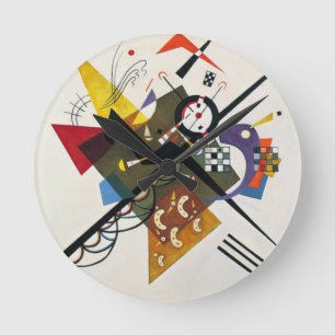 Horloge Ronde Kandinsky Sur Blanc Deux Peintures Abstraites