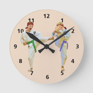 Horloge Ronde Karate Kicking, Customizable
