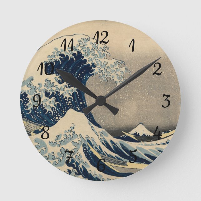 Horloge Ronde Katsushika Hokusai. La Grande Vague au large de Ka (Recto)