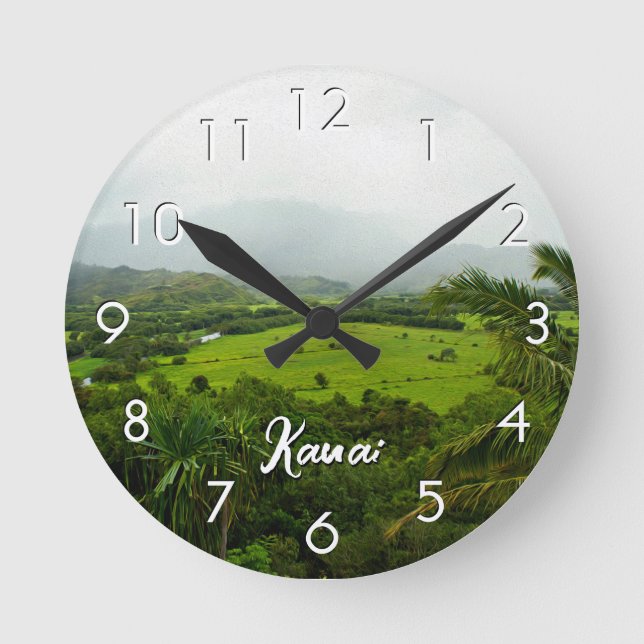 Horloge Ronde Kauai, Hawaï Landscape Scene (Recto)