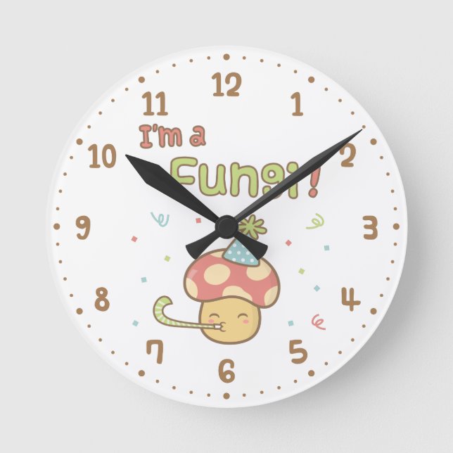 Horloge Ronde Kawaii Je suis un champignon de fête Champignons D (Recto)
