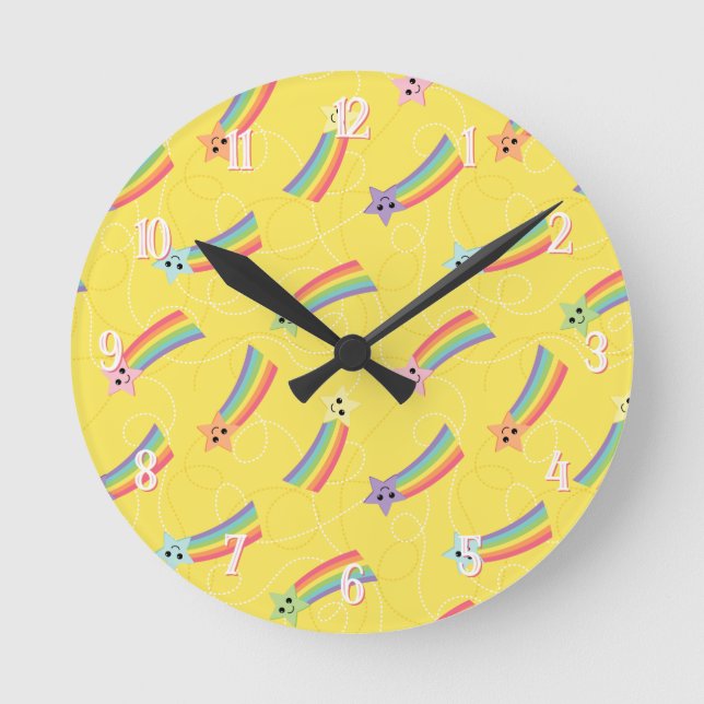 Horloge Ronde Kawaii Mignonnes Étoiles De Tir (Recto)
