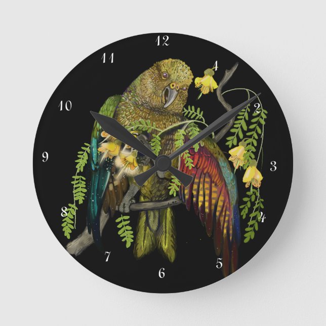 Horloge Ronde Kea New Zealand Mountain Parrot (Recto)
