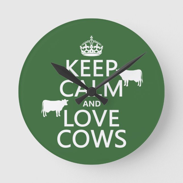 Horloge Ronde Keep Calm and Love Cows (Recto)