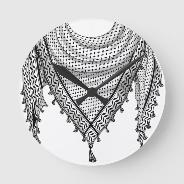 Horloge Ronde Keffiyeh Écharpe palestinienne tissu traditionnel (Recto)