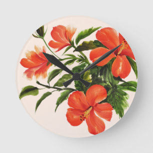 Horloge Ronde Ketmie rouge chaude