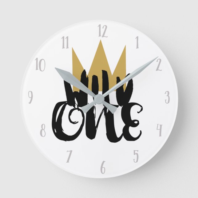 Horloge Ronde King of Wild One Gold Crown Jungle Nursery Kids (Recto)