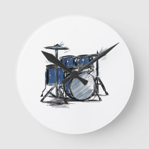 Horloge Ronde Kit tambour Sketch Music
