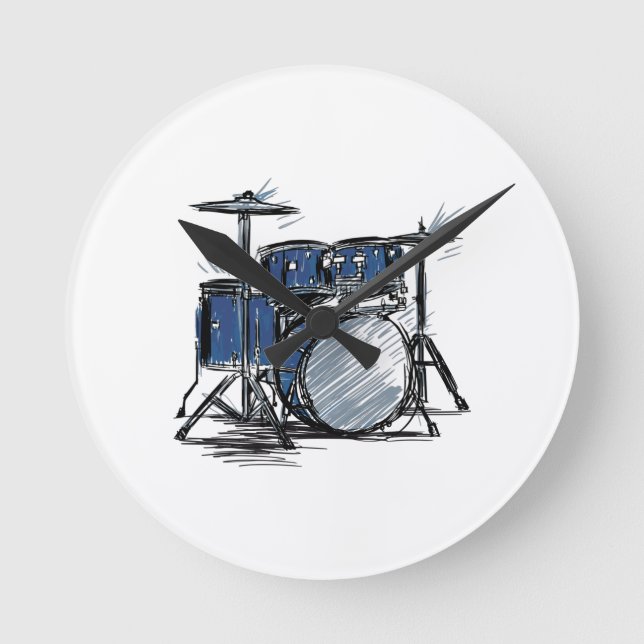 Horloge Ronde Kit tambour Sketch Music (Recto)