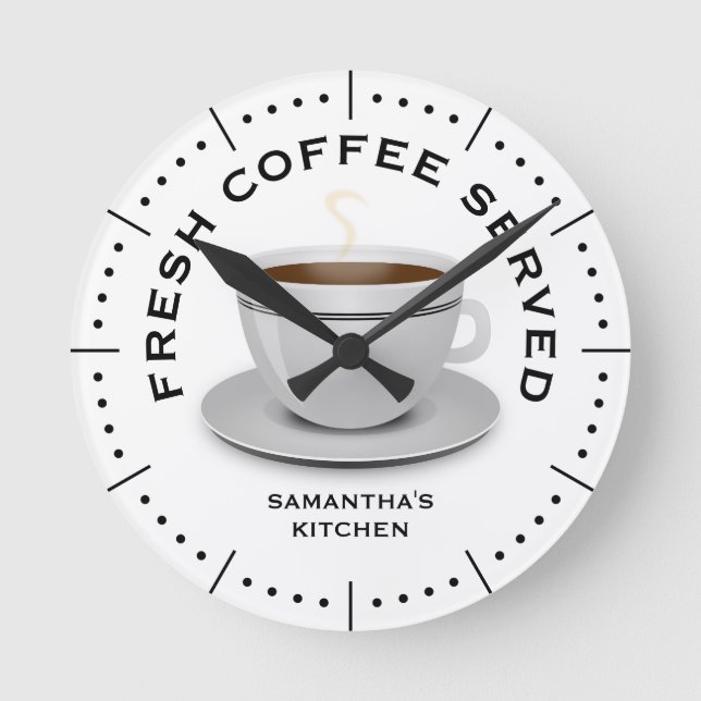Horloge Ronde Kitchen Black And White Coffee Theme (Recto)