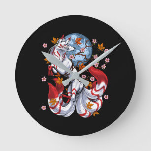 Horloge Ronde Kitsune japanese Fox