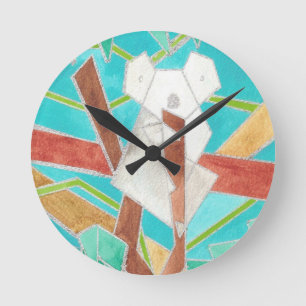Horloge Ronde Koala in Tree Original Abstract Art