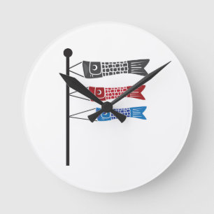 Horloge Ronde Koinobori ou carpes bannières