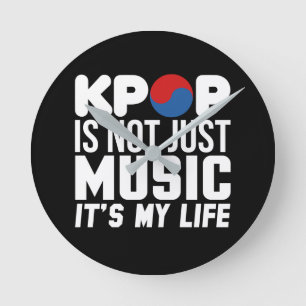 Horloge Ronde Kpop Est Mon Graphique Slogan De Vie (sombre)