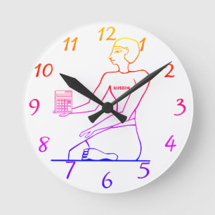 Horloge Ronde "Kushim le comptable tenant une calculatrice "