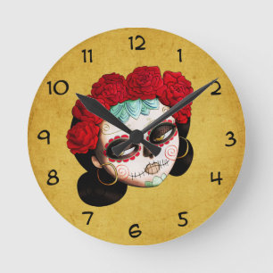 Horloge Ronde La Catrina - Dia de Los Muertos Girl