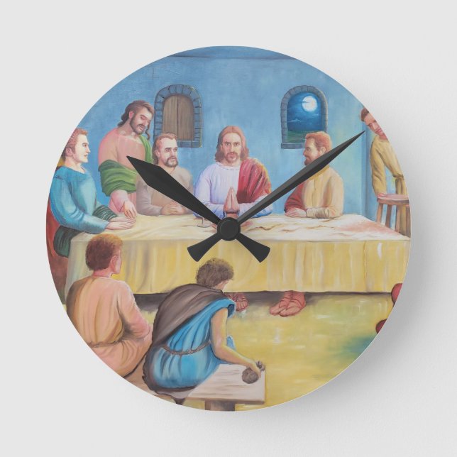 Horloge Ronde La Cène : Jésus et les disciples (Recto)