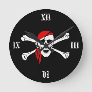 Horloge Ronde La croix désosse l'horloge murale de pirate