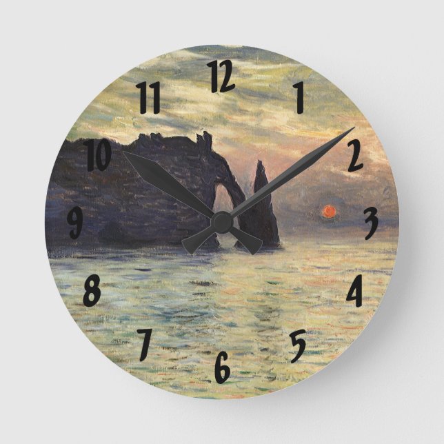 Horloge Ronde La falaise, Etretat, coucher de soleil de Claude M (Recto)