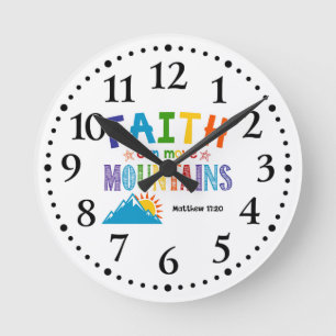 Horloge Ronde La foi peut déplacer les montagnes Enfants Écritur