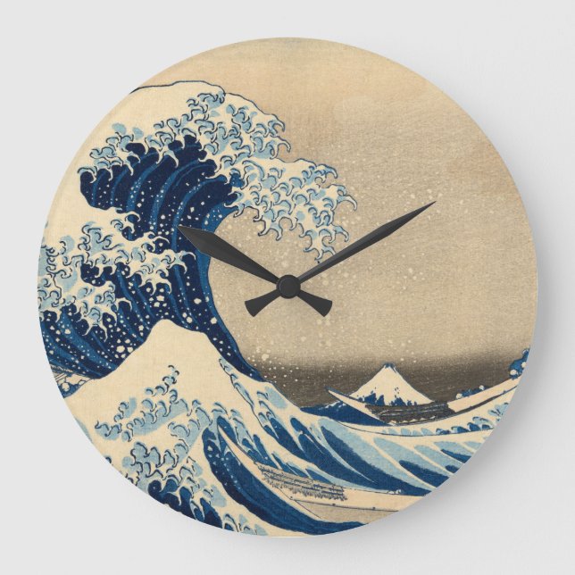 Horloge Ronde La Grande Vague, 1830-1833 par Katsushika Hokusai (Recto)