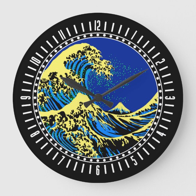 Horloge Ronde La Grande vague de Hokusai dans le style pop art D (Recto)