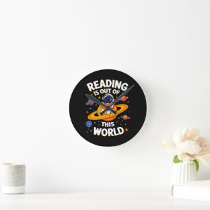 Horloge Ronde La lecture est hors de ce monde