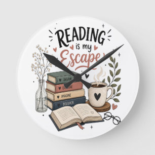 Horloge Ronde La lecture est mon échappatoire - Esthétique amour