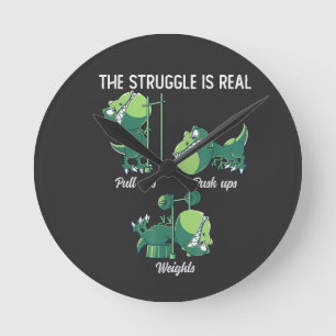 Horloge Ronde La lutte est vraiment drôle dinosaure T-Rex Gym