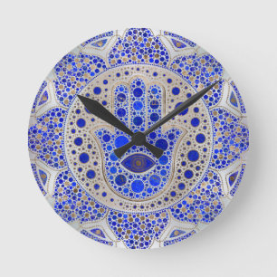 Horloge Ronde La main de Hamsa sur la mère de la perle