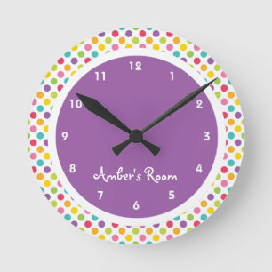 Horloge Ronde La Menace du Colorful Polka