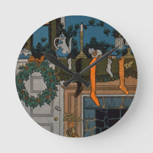 Horloge Ronde La nuit avant Noël par Denlow, 1903 (couleur