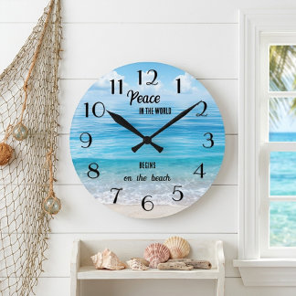 Horloge Ronde La paix commence sur la plage Océan tropical