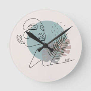 Horloge Ronde La rêveuse endormie-Art minimaliste