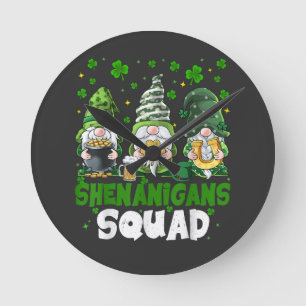 Horloge Ronde La Saint-Patrick Gnomes Shenanigans Squad Saint