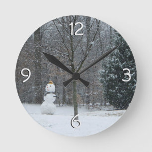 Horloge Ronde La scène de neige hivernale du voisin