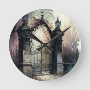 Horloge Ronde La série Porte de Cimetière Gothique Design 12