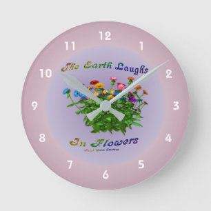 Horloge Ronde La Terre Rire Dans Les Fleurs Citation Inspiration