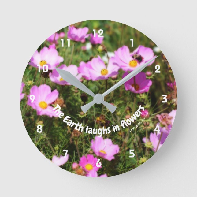 Horloge Ronde La Terre Rire En Fleurs Citation Inspirationnelle (Recto)