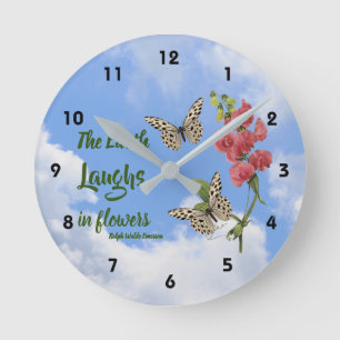 Horloge Ronde La Terre Rire En Fleurs Pois Doux Inspirationnel