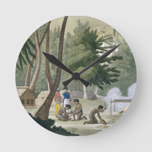 Horloge Ronde La tribu de Papu sur l'île de Rawak, plaquent 20